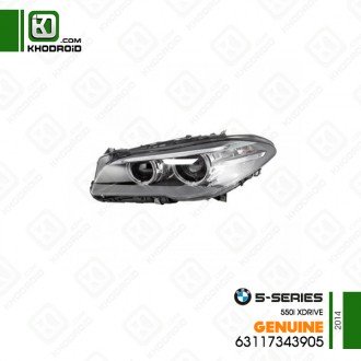 چراغ جلو هالوژن تو کروم سمت راننده بی ام دبلیو 550i xdrive و 2014 جنیون 63117343905